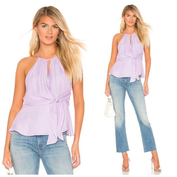 Parker 'Sally' Purple Silk Wrap Waist High Neck Cami NWT - Picture 1 of 9